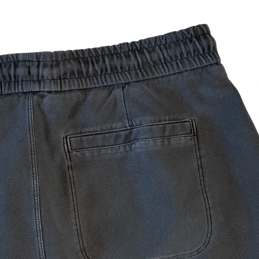 Athleta‎ Womens Washed Black Cotton Twill Skirt Elastic Waist Zip Pockets Size 6